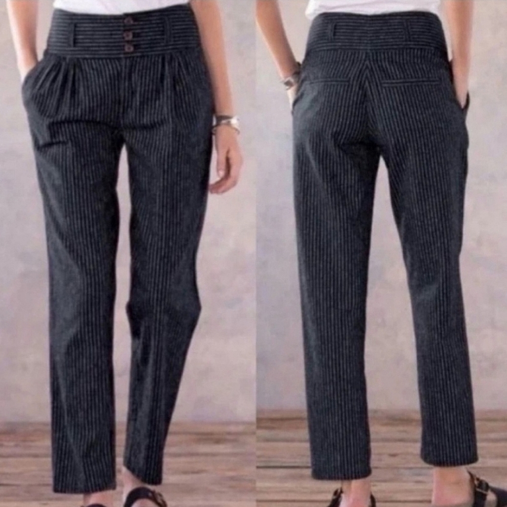 Sundance Amelia‎ Black Striped Linen Trouser Pants - Picture 2 of 10